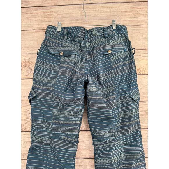 Burton DryRide Stripe Print Cargo Snowboard Pants Womens Medium Turquoise Blue - Picture 4 of 13